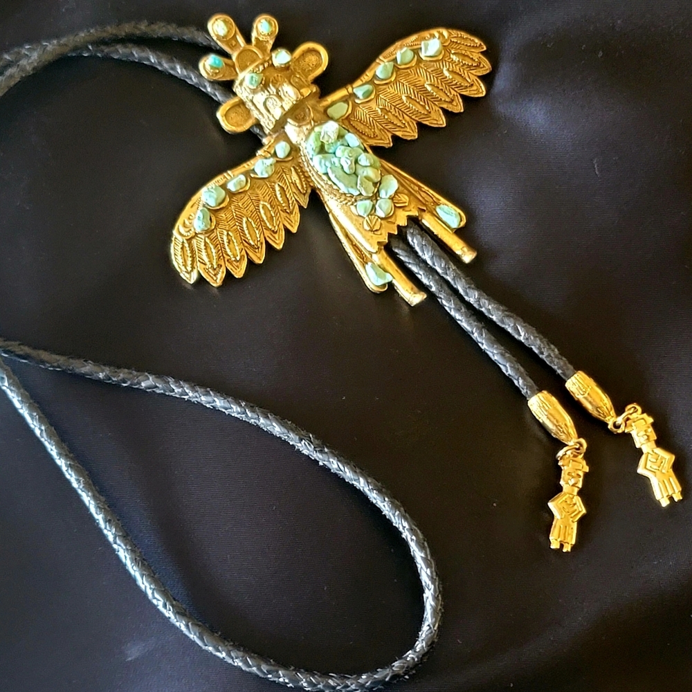 Native American Vintage Thunderbird Eagle Kachina Dancer Bolo tie Never Worn!
